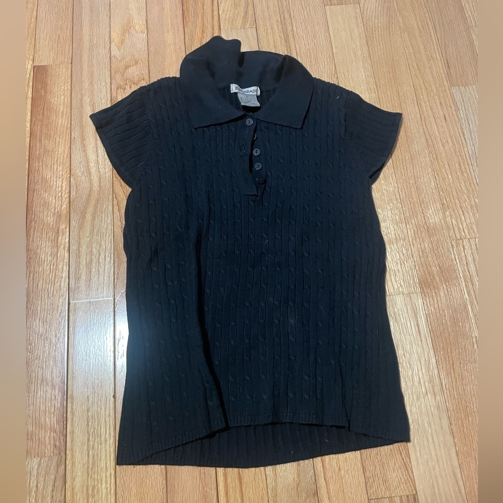 ESCAPADE Black Collared Shirt Size Large